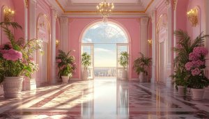 Pink Palace Aesthetic Mobile Wallpaper, Luxury Interior Design Background