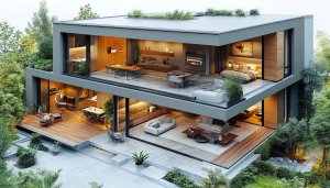 Modern Two-Story House 4K Desktop Background Free Luxury Home