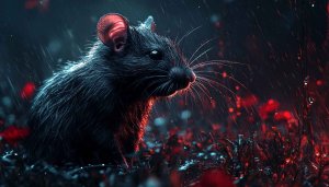 Black Rat Animal 4K Desktop Wallpaper, Rainy Dark Night Background