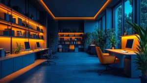 Modern Office Interior Design 4K Desktop Wallpaper Backgrounds