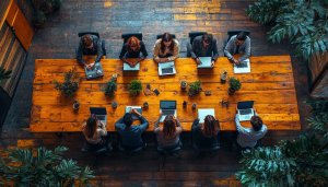 Office Team Meeting 4K Desktop Background, Business Teamwork Wallpaper