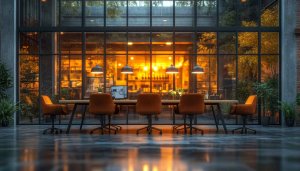 Modern Office Interior Design Wallpaper, Stylish Workspace Background, 4K Desktop