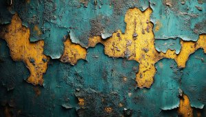 Abstract Peeling Paint Texture Mobile Wallpaper Teal and Yellow