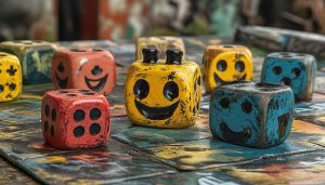 Colorful Smile Dice 4K Desktop Background, Fun Board Game Wallpaper