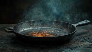 Smoking Cast Iron Skillet Still Life 4K Desktop Background