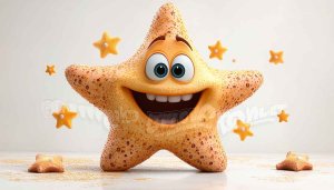 Smiling Cartoon Starfish Wallpaper, Animated Character 4K Mobile Background