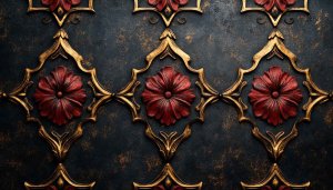 Elegant Floral Ornament Black and Gold 4K Mobile Wallpaper