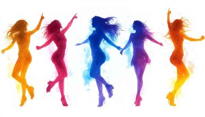 Colorful Silhouette Dancing Women Art Wallpaper, Free Mobile Background