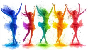 Colorful Ballerinas Art Wallpaper, Rainbow Ballet Dancers, 4K Mobile Background