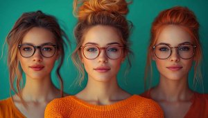Stylish Women Portrait with Glasses Aesthetic Mobile Wallpaper Background