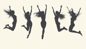 Silhouette Women Jumping Celebration Mobile Background Abstract Wallpaper