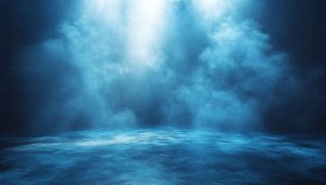 Ethereal Foggy Stage 4K Desktop Background, Blue Mist Wallpaper