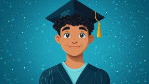 Graduation Boy Cartoon Art Style Mobile Background Wallpaper 4K