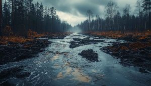 Gloomy River Forest 4K Desktop Background - Free Nature Wallpaper