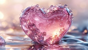 Pink Crystal Heart Mobile Wallpaper Romantic Background for Desktop Free