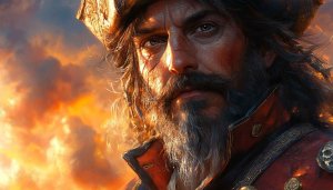 Pirate Portrait Wallpaper 4K: Epic Bearded Seafarer Art Background