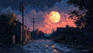 Full Moon Pixel Art Wallpaper 4K Desktop Background Free Download