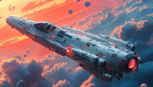 Spaceship Flying Through Clouds Desktop Background 4K Mobile Wallpaper