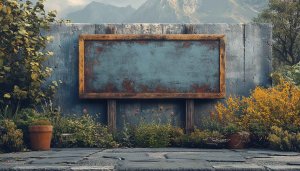 Rustic Wooden Frame Garden View Mobile and Desktop Wallpaper