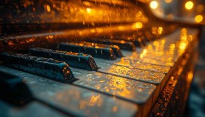 Rainy Piano Keys 4K Wallpaper Music Aesthetic Desktop Background
