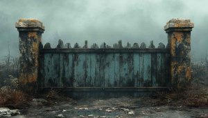 Mysterious Old Wooden Gate 4K Desktop Wallpaper Background