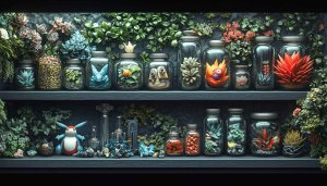 Shelved Jars Terrarium Garden Mobile Wallpaper and Desktop Backgrounds