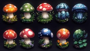 Colorful Mushroom Desktop Wallpaper, Fantasy Fungi Mobile Background Free