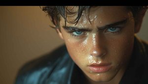 Sweaty face portrait wallpaper, Intense stare eyes background, 4k Mobile