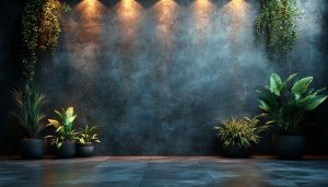 Botanical Interior Design Wallpaper, Dark Wall Background, 4K Desktop