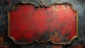 Red Grunge Texture with Decorative Golden Frame 4K Desktop Background
