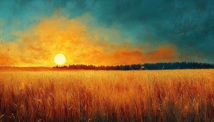 Golden Wheat Field Sunset 4K Desktop Background Aesthetic Wallpaper