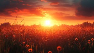 Golden Field Sunset Scenery 4K Desktop Mobile Wallpaper Free