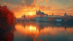 Prague Castle Sunset Scenery 4K Desktop Wallpaper No Sign Up