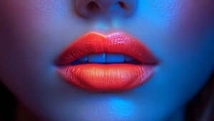 Vibrant Red Lips Close-Up Mobile Background, Aesthetic Neon Wallpaper