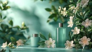 Spa Products with Flowers Desktop Wallpaper, Green Aesthetic Background