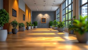 Hallway Plants Interior Design 4K Desktop Background Free Wallpaper