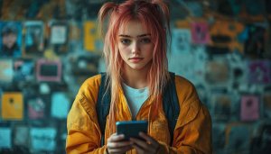 Pink Hair Girl With Phone 4K Mobile Wallpaper Background