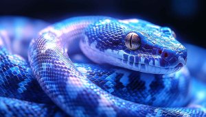 Blue Snake Close-up 4K Wallpaper - Exotic Animal Background