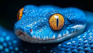 Electric Blue Snake Wallpaper 4K - Reptile Eye Desktop Background