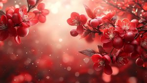 Red Cherry Blossom Mobile Wallpaper - Floral Aesthetic Background