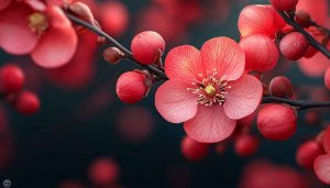 Red Plum Blossom Wallpaper, Floral 4K Desktop Background for Spring