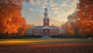 Autumn University Building Wallpaper, Fall Season Mobile Background, Campus Desktop
