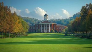 College Building Campus Landscape 4K Desktop Wallpaper Free Background