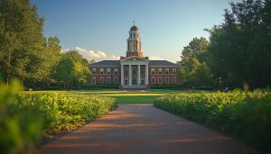 University Campus Wallpaper, Classic Building Architecture 4K Desktop Background