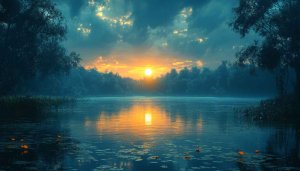 Golden Sunset Lake Reflection 4K Desktop Background Mobile Wallpaper