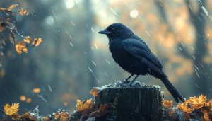 Dark Crow Rain Aesthetic Wallpaper for Desktop and Mobile Background