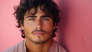 Handsome Man Portrait on Pink Wall 4K Desktop Wallpaper