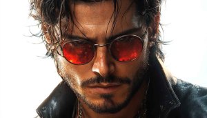 Handsome Male Portrait with Red Sunglasses 4K Mobile Wallpaper