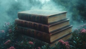 Antique Books Stack Wallpaper - Free Fantasy Desktop Background 4K