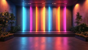 Neon Lights Stage Aesthetic 4K Desktop Mobile Background Wallpaper